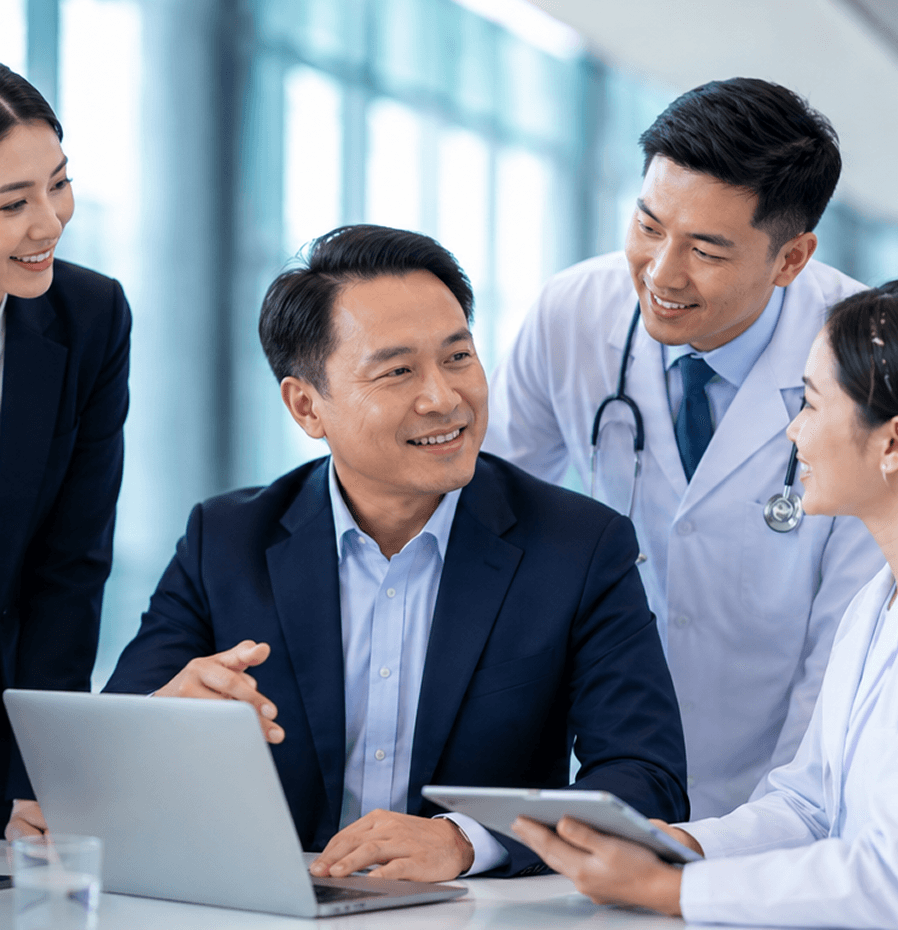 Procurement team in discussion with clinicians