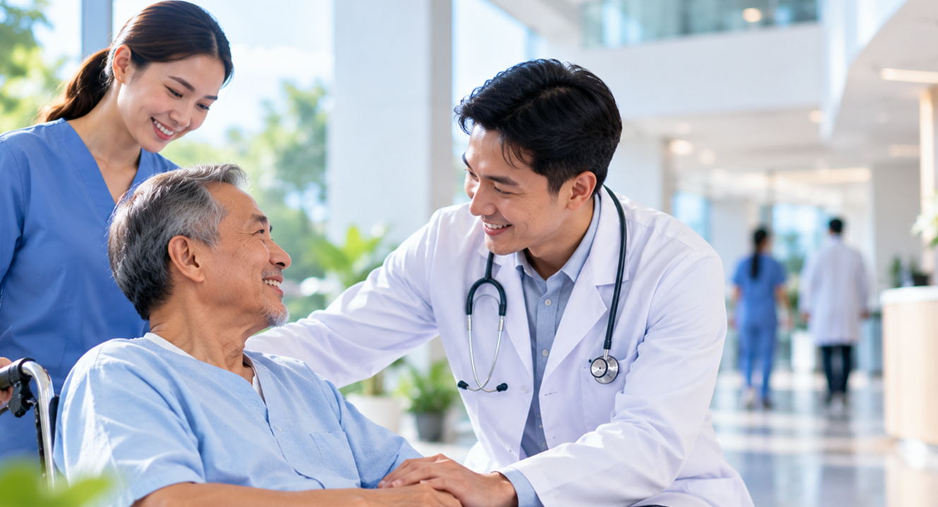 Doctor caring for patient